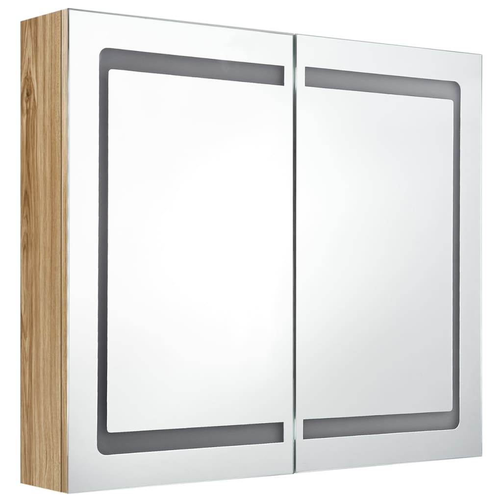Dulap de baie cu oglindă și LED, stejar, 80x12x68 cm GartenMobel Dekor