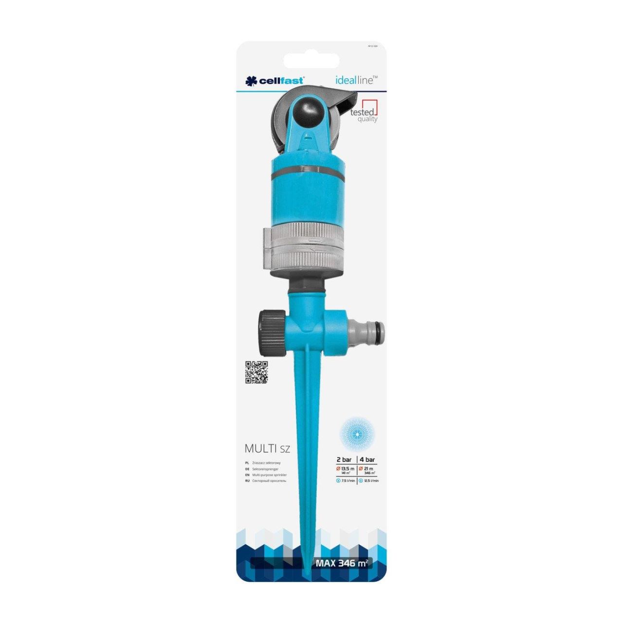 Aspersor, 4 moduri, cu tarus, 346 mp, Ideal Multi, Cellfast GartenVIP DiyLine