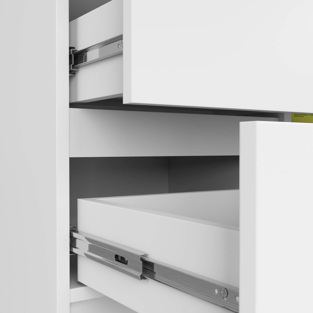 Comoda JERRY cu 3 sertare si dulap cu rafturi, PAL laminat, 80x35x77 cm, alb mat Household NewTrend