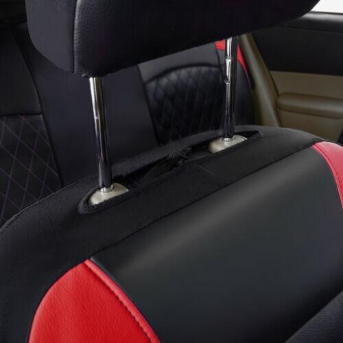 Set Huse Scaune Auto RoGroup Roma, piele ecologica, cu fermoare pentru bancheta rabatabila, 9 Bucati, culoare rosu cu negru Automobile ProTravel