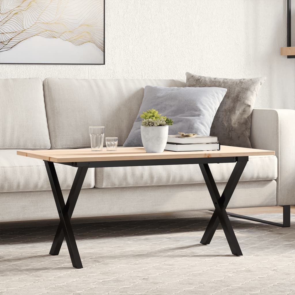 Masă de cafea, cadru X, 100x50x45 cm, lemn masiv pin și Oţel GartenMobel Dekor