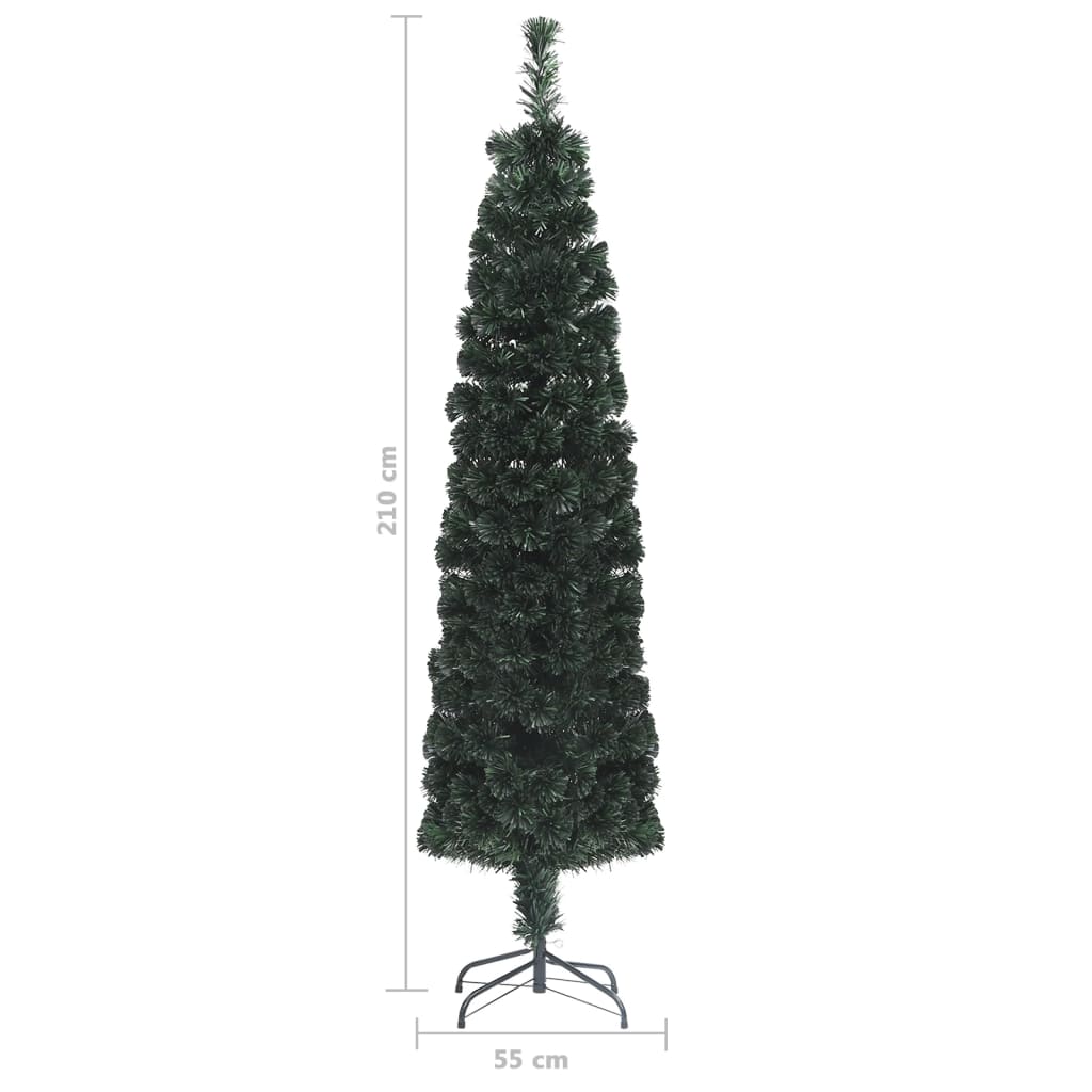 Pom de Crăciun artificial subțire cu suport 210 cm fibră optică GartenMobel Dekor