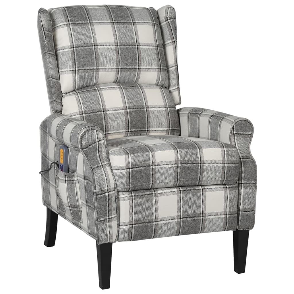 Fotoliu de masaj rabatabil, alb gri, material textil GartenMobel Dekor