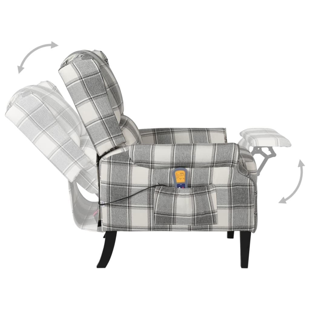 Fotoliu de masaj rabatabil, alb gri, material textil GartenMobel Dekor
