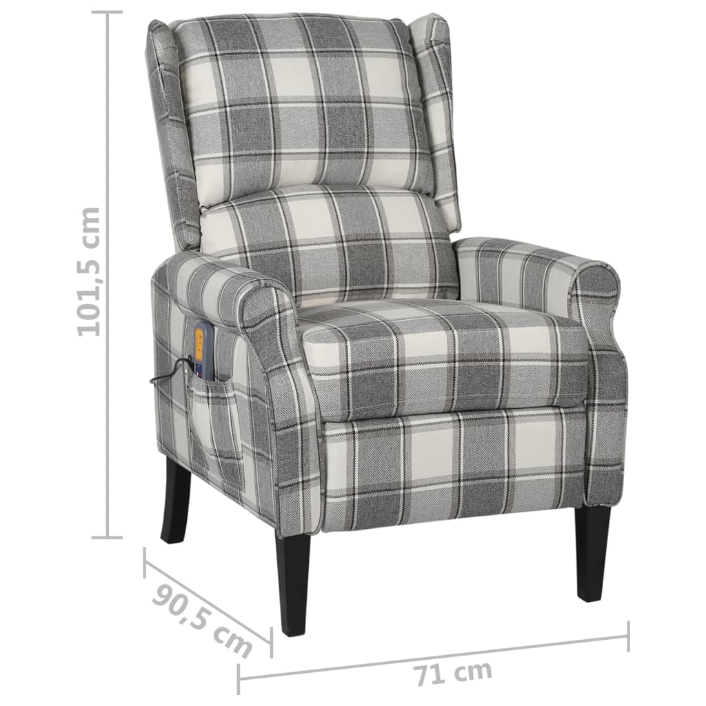 Fotoliu de masaj rabatabil, alb gri, material textil GartenMobel Dekor