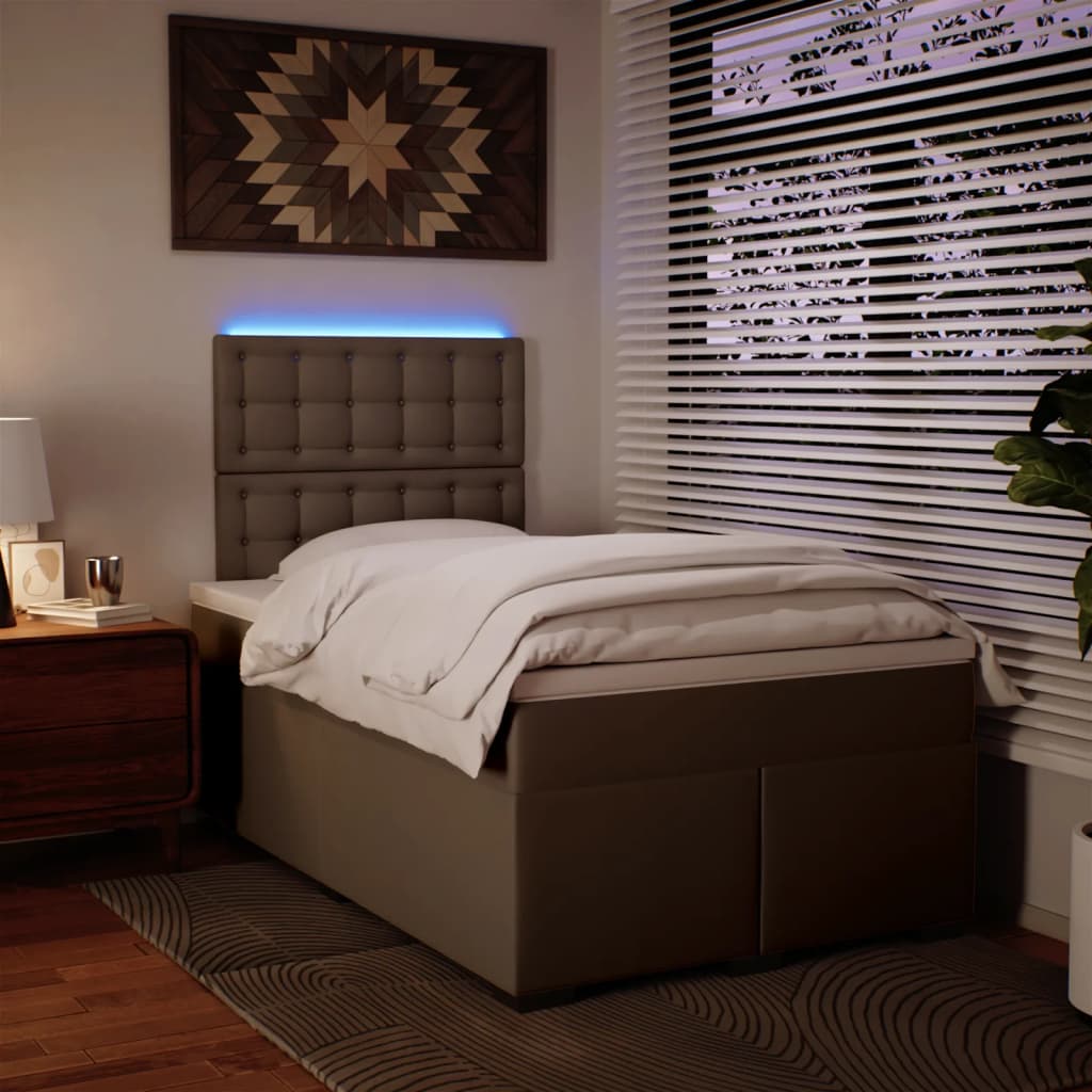 Pat box spring cu saltea, cappuccino, 120x200cm piele ecologică GartenMobel Dekor