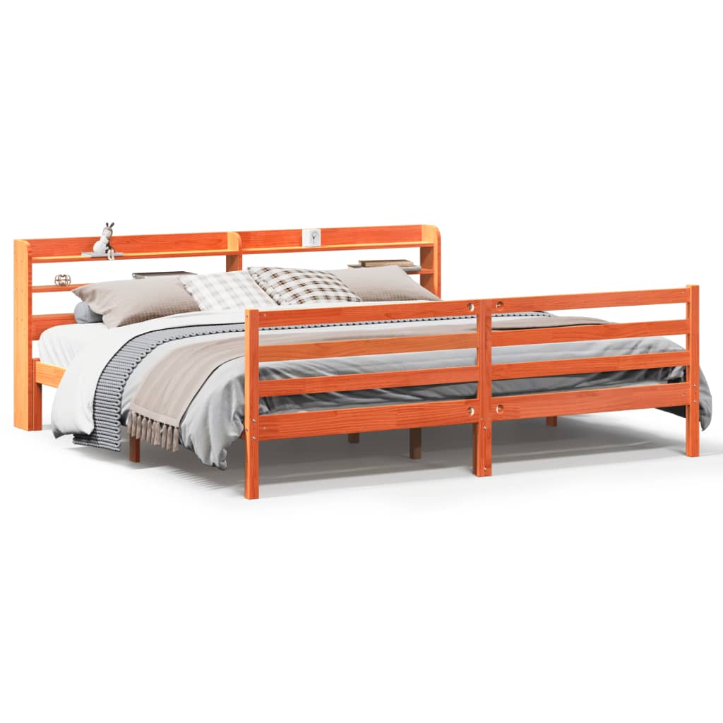 Cadru de pat fără saltea, maro ceruit 180x200 cm lemn masiv pin GartenMobel Dekor