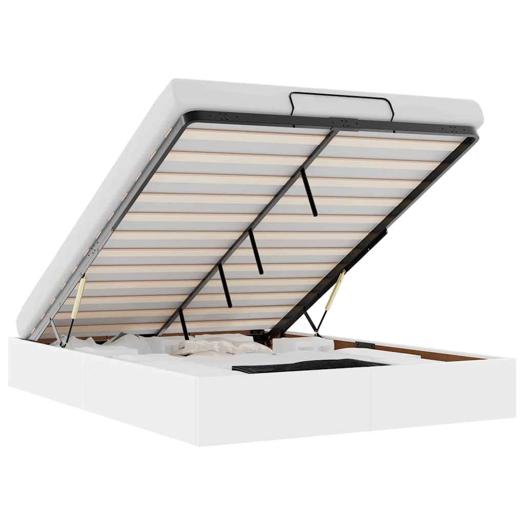 Cadru de pat otoman fără saltea Alb 140x190cm piele artificială GartenMobel Dekor