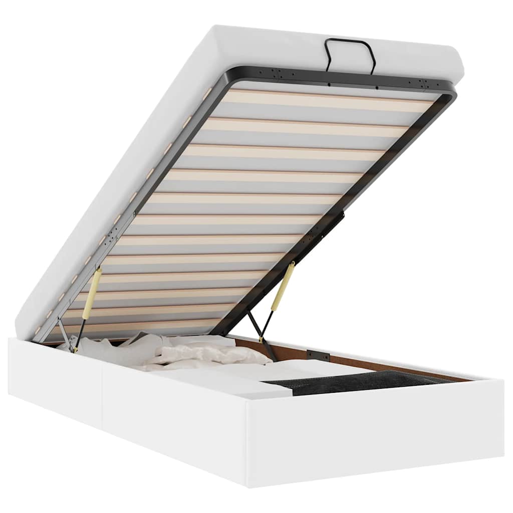 Cadru de pat otoman fără saltea Alb 90x190 cm piele artificială GartenMobel Dekor