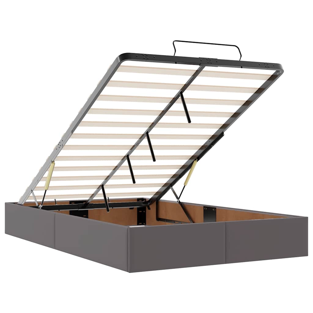 Cadru de pat otoman fără saltea gri 120x190cm piele artificială GartenMobel Dekor