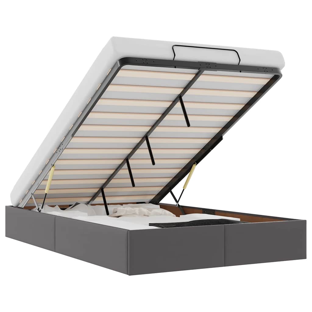 Cadru de pat otoman fără saltea gri 120x190cm piele artificială GartenMobel Dekor