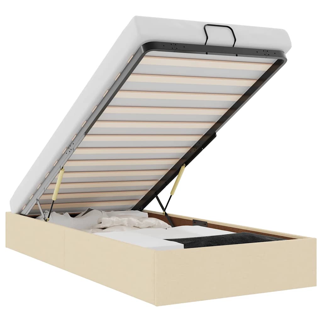 Cadru pat otoman fără saltea cremă 80x200 cm țesătură GartenMobel Dekor