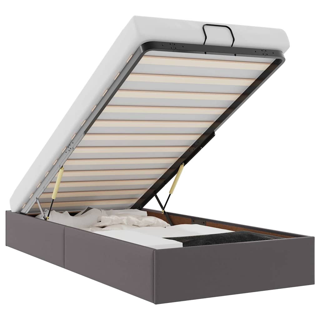 Cadru pat otoman fără saltea gri 100x200 cm piele artificială GartenMobel Dekor