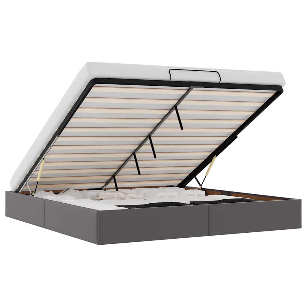 Cadru pat otoman fără saltea gri 200x200 cm piele artificială GartenMobel Dekor