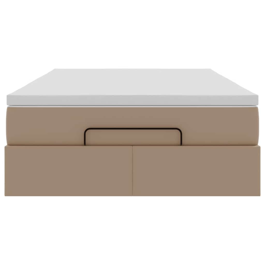 Cadru de pat otoman cu saltea Cappucino piele artificială GartenMobel Dekor