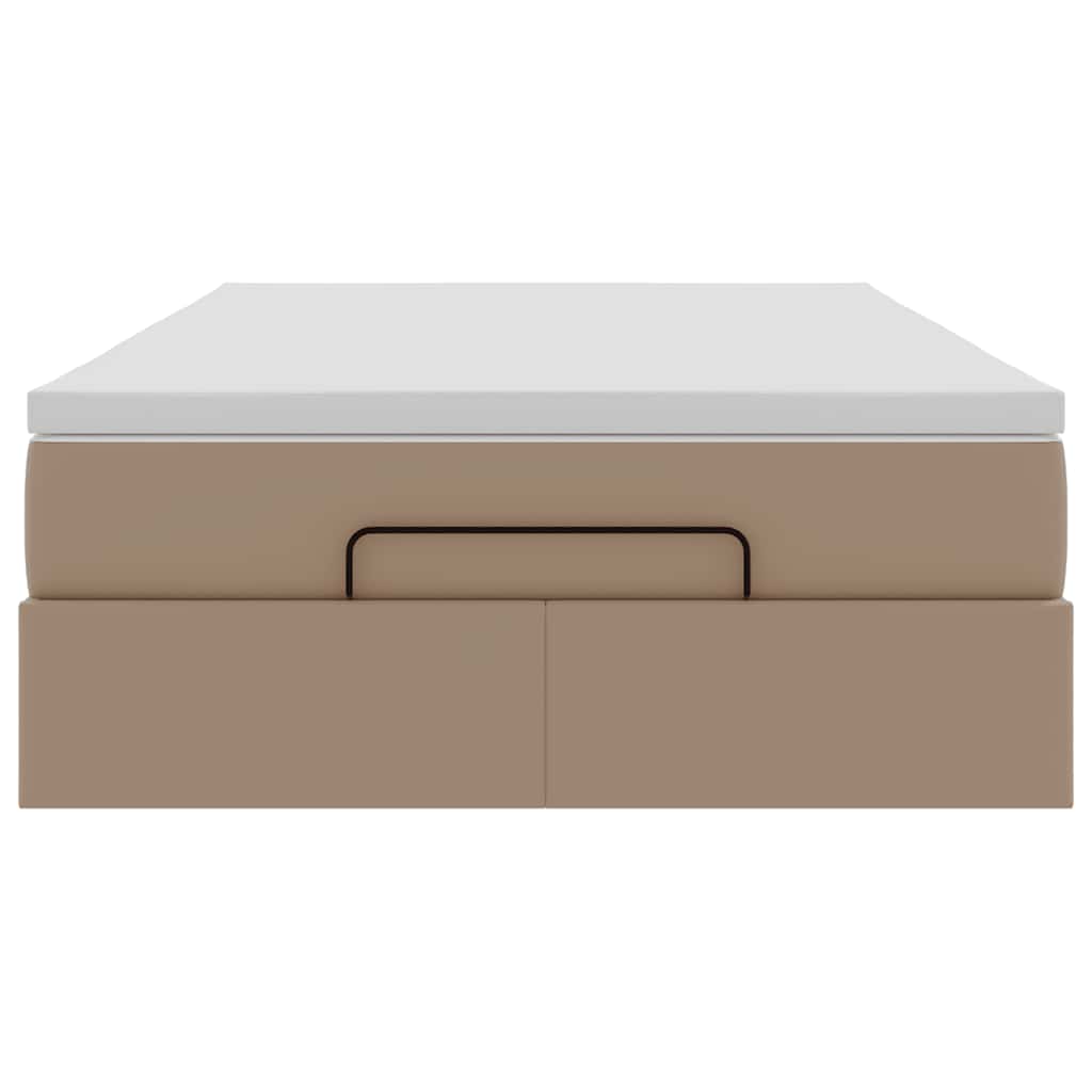 Cadru de pat otoman cu saltea Cappucino piele artificială GartenMobel Dekor