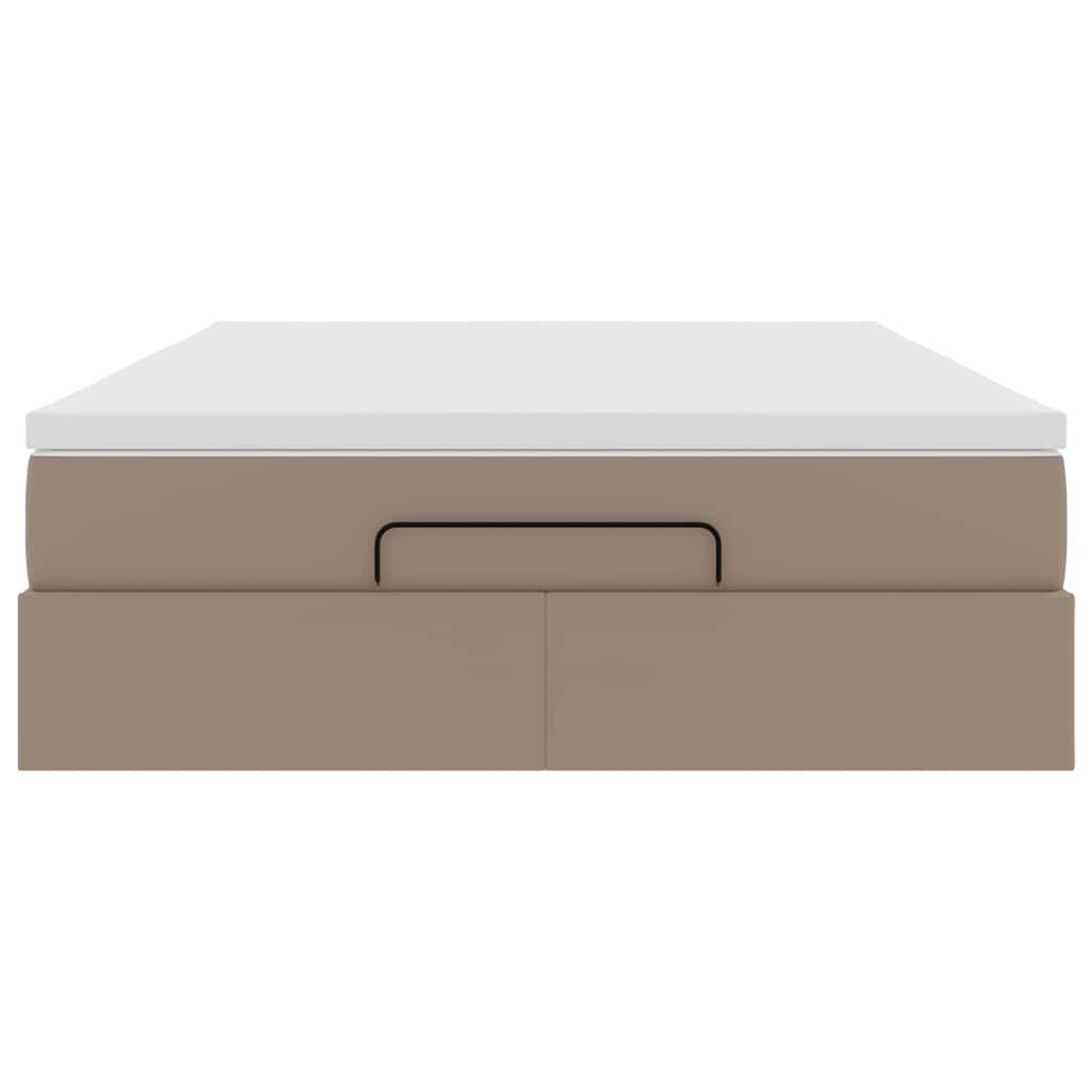 Cadru de pat otoman cu saltea Cappucino piele artificială GartenMobel Dekor