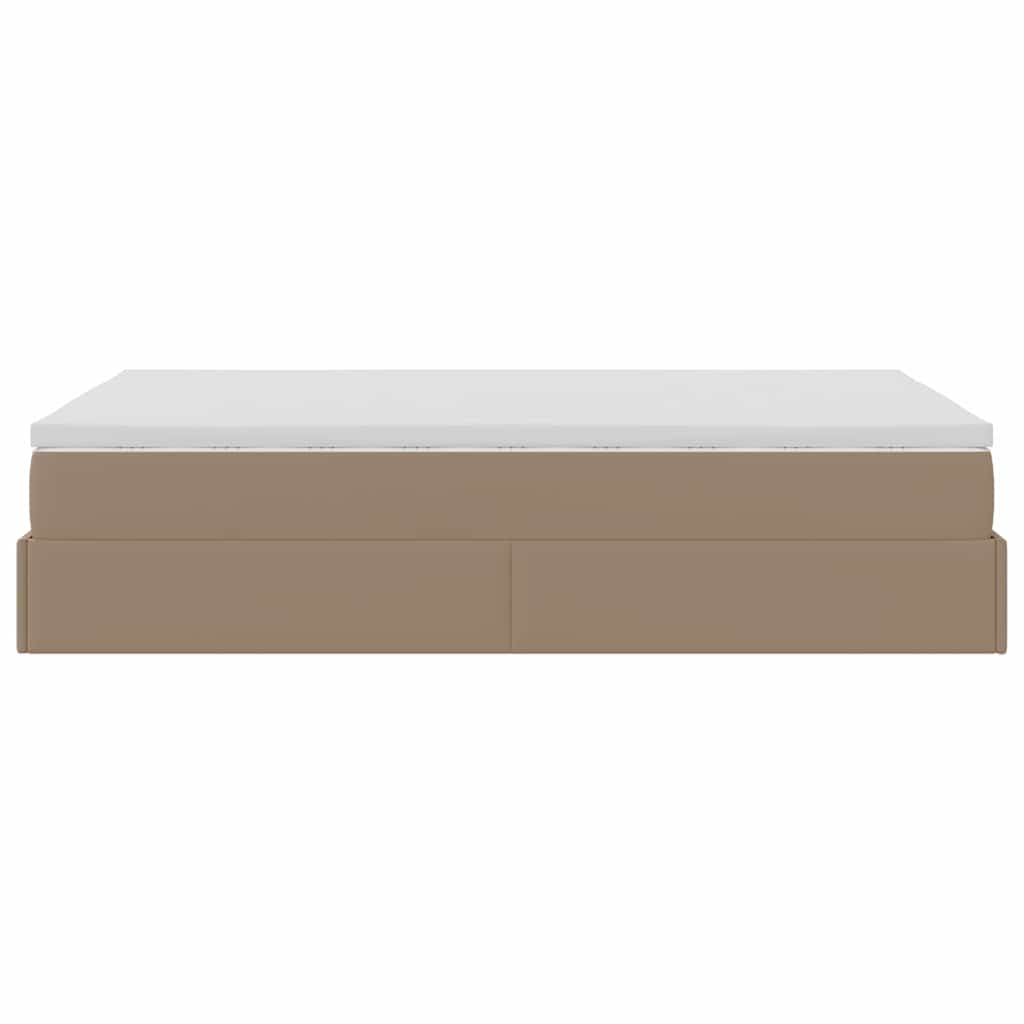 Cadru de pat otoman cu saltea Cappucino piele artificială GartenMobel Dekor