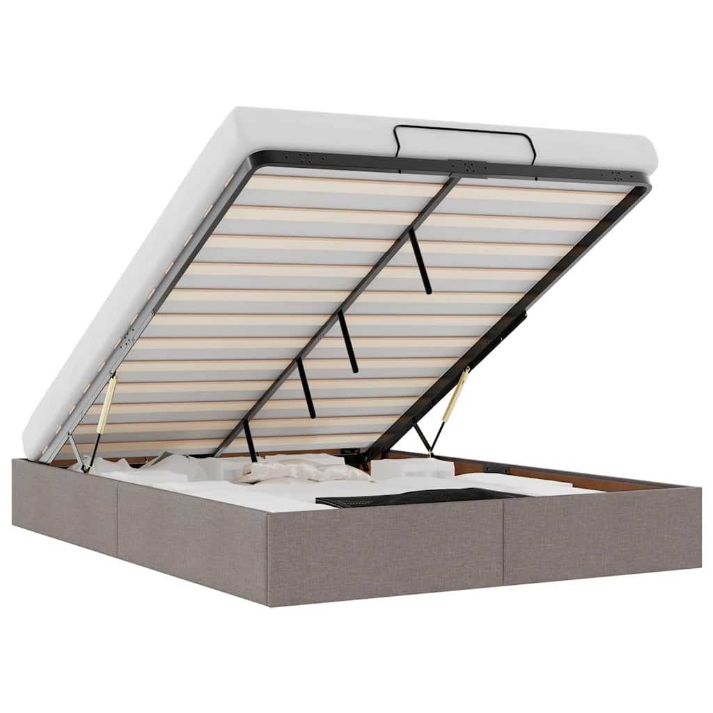 Cadru de pat otoman fără saltea Taupe 140x190 cm țesătură GartenMobel Dekor