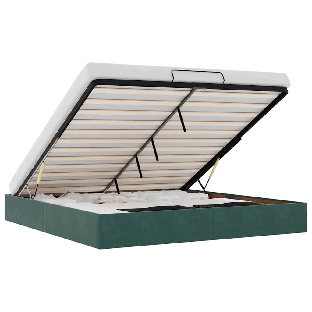 Cadru de pat otoman fără saltea Verde închis 200x200 cm catifea GartenMobel Dekor
