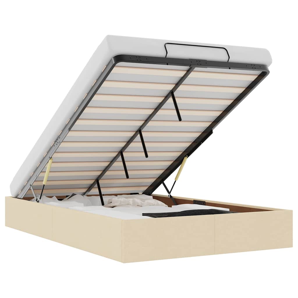 Cadru de pat otoman fără saltea cremă 120x190 cm țesătură GartenMobel Dekor