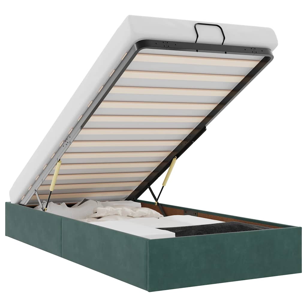 Cadru de pat otoman fără saltea verde închis 80x200 cm catifea GartenMobel Dekor