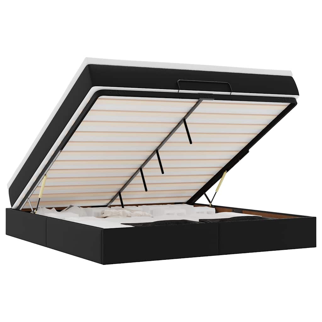 Cadru de pat otoman saltele Negru 180x200cm piele artificială GartenMobel Dekor