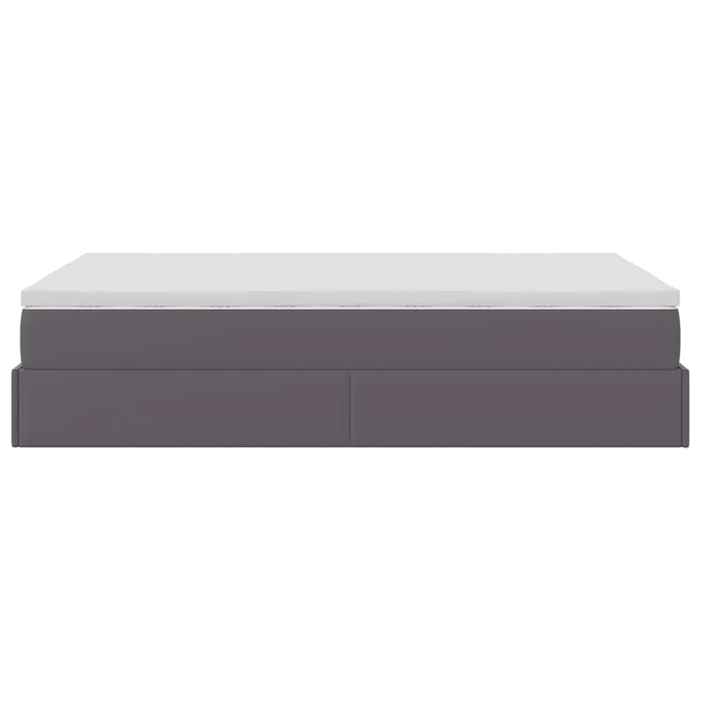 Cadru pat otoman cu saltea gri 120x190 cm piele artificială GartenMobel Dekor