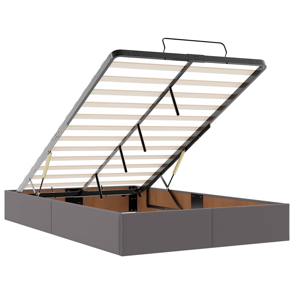 Cadru pat otoman cu saltea gri 120x190 cm piele artificială GartenMobel Dekor