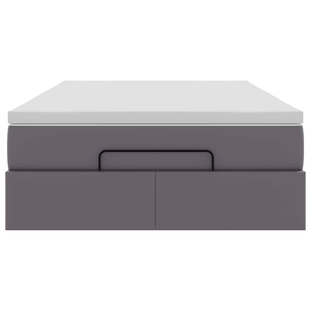 Cadru pat otoman cu saltea gri 120x190 cm piele artificială GartenMobel Dekor