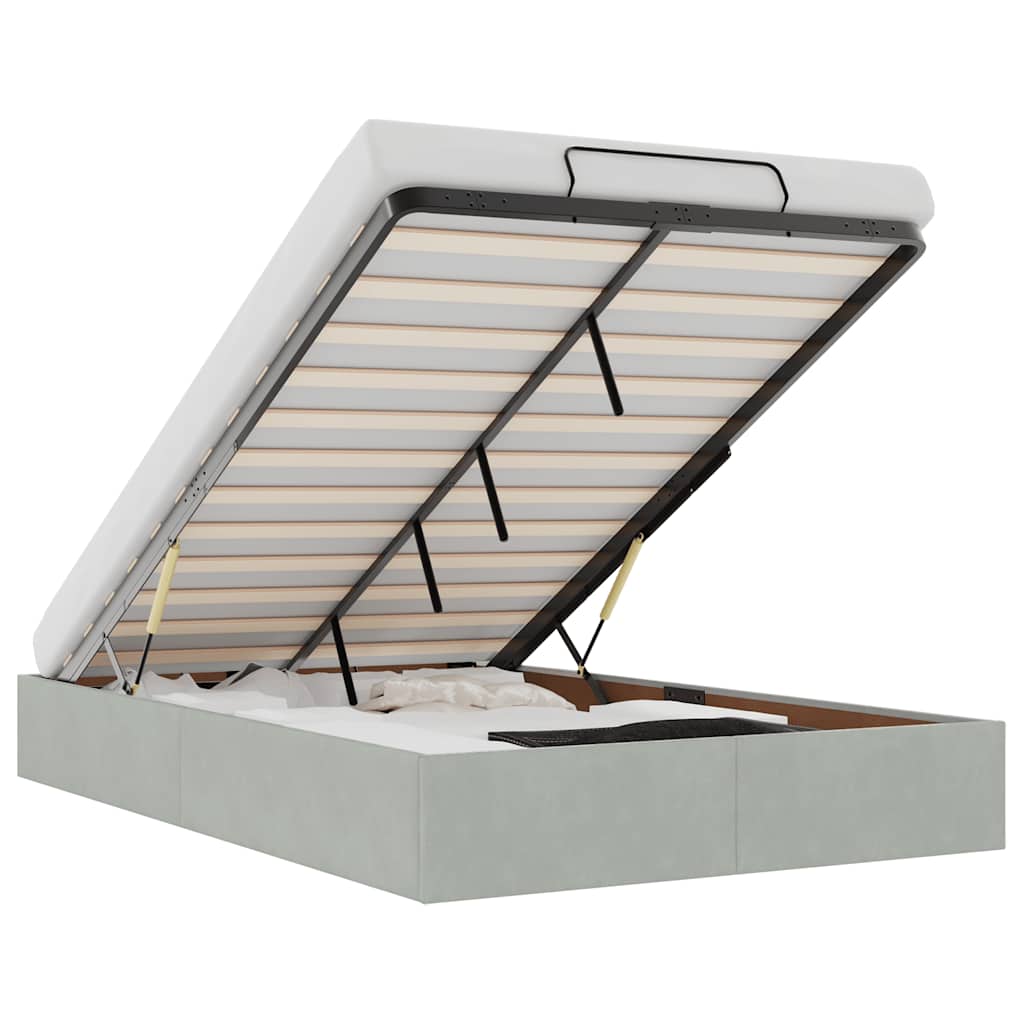 Cadru pat otoman fără saltea Gri deschis 120x190 cm catifea GartenMobel Dekor