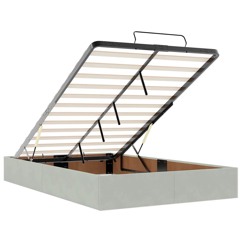 Cadru pat otoman fără saltea Gri deschis 120x190 cm catifea GartenMobel Dekor