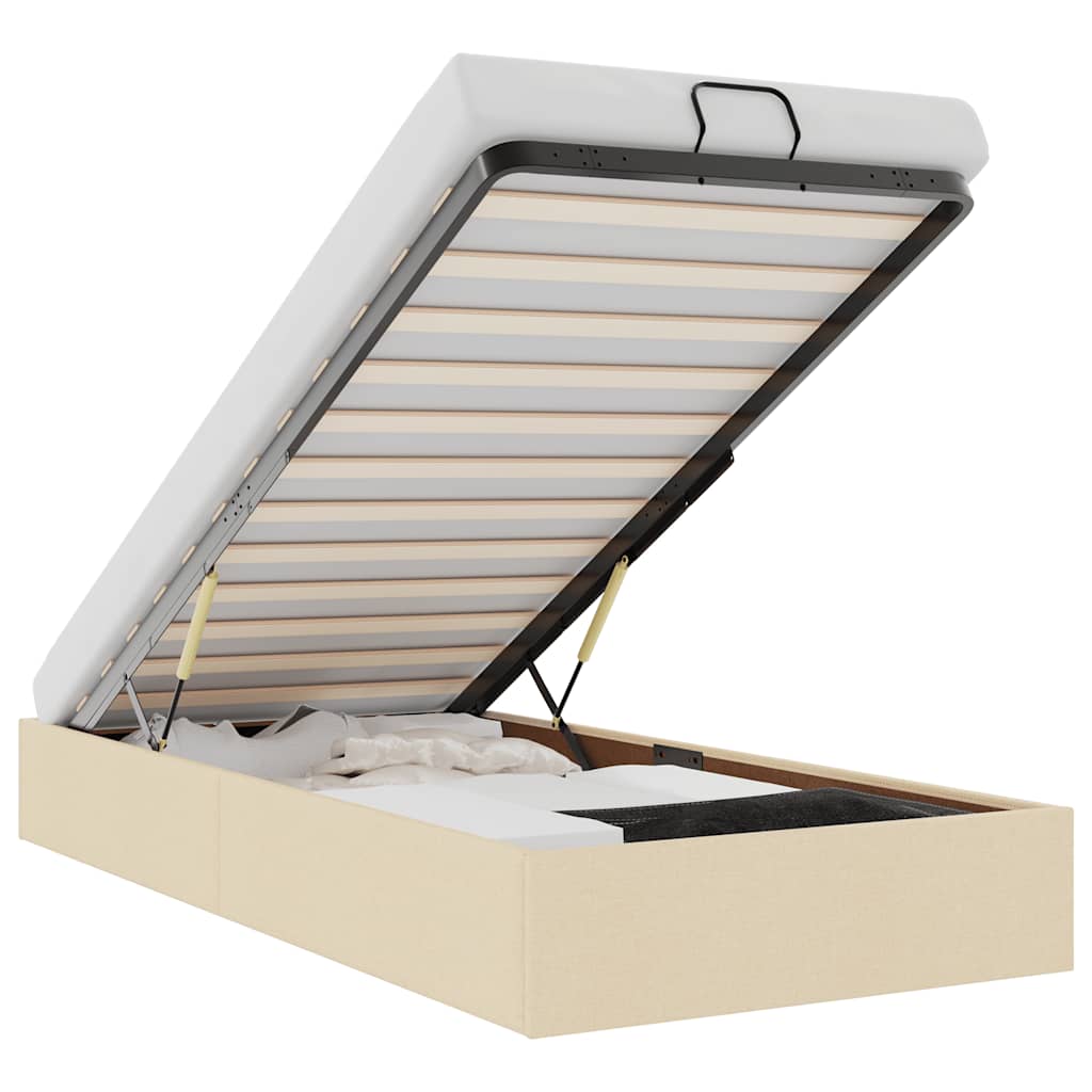 Cadru pat otoman fără saltea crem 90x190 cm țesătură GartenMobel Dekor