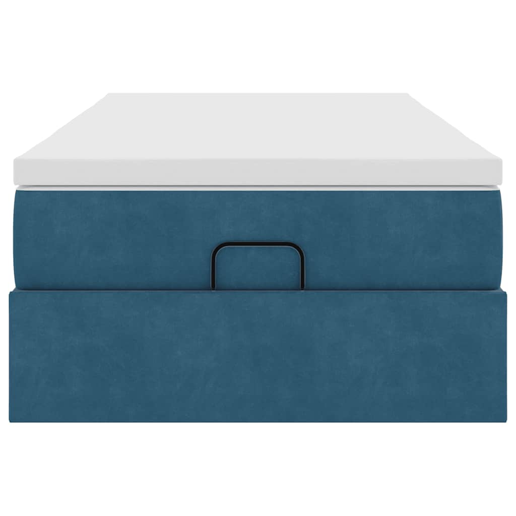 Cadru de pat otoman cu saltea Albastru închis 80x200cm catifea GartenMobel Dekor