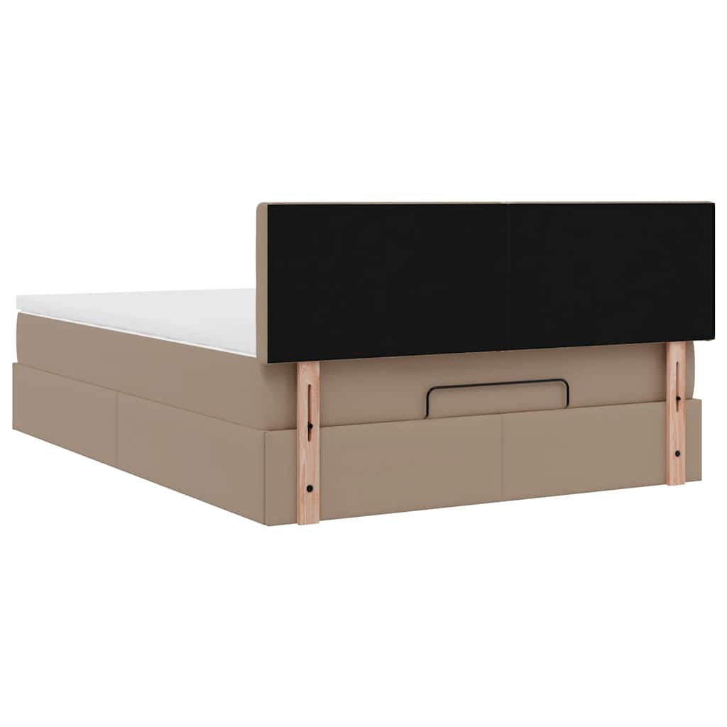 Cadru de pat otoman cu saltea Cappucino piele artificială GartenMobel Dekor