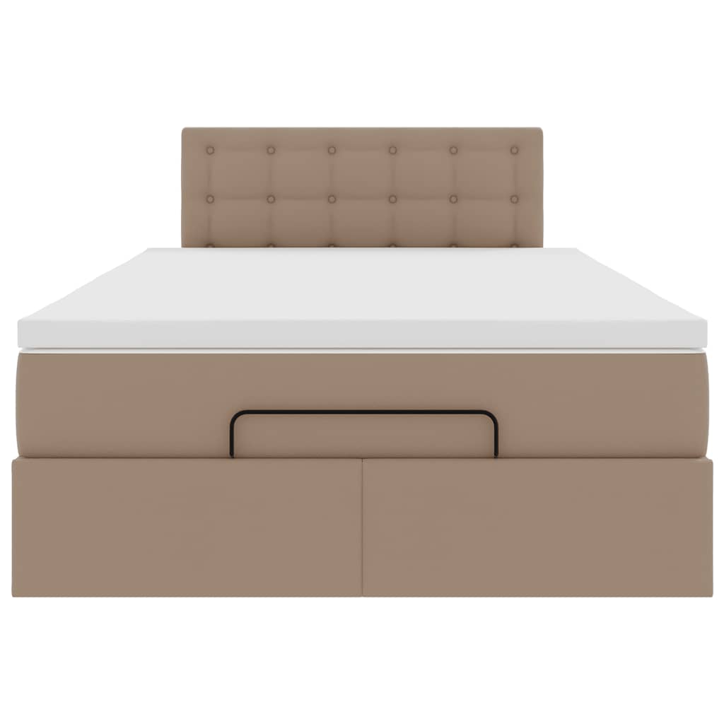 Cadru de pat otoman cu saltea Cappucino piele artificială GartenMobel Dekor