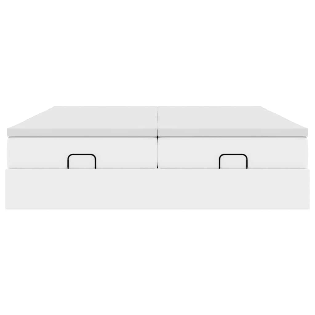 Cadru de pat otoman cu saltea alb 160x200cm piele artificială GartenMobel Dekor