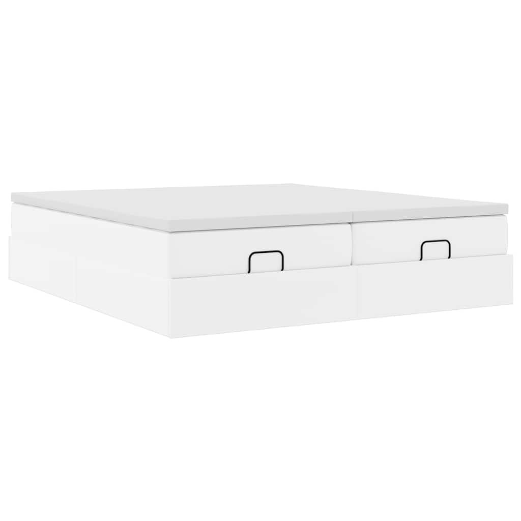 Cadru de pat otoman cu saltea alb 160x200cm piele artificială GartenMobel Dekor