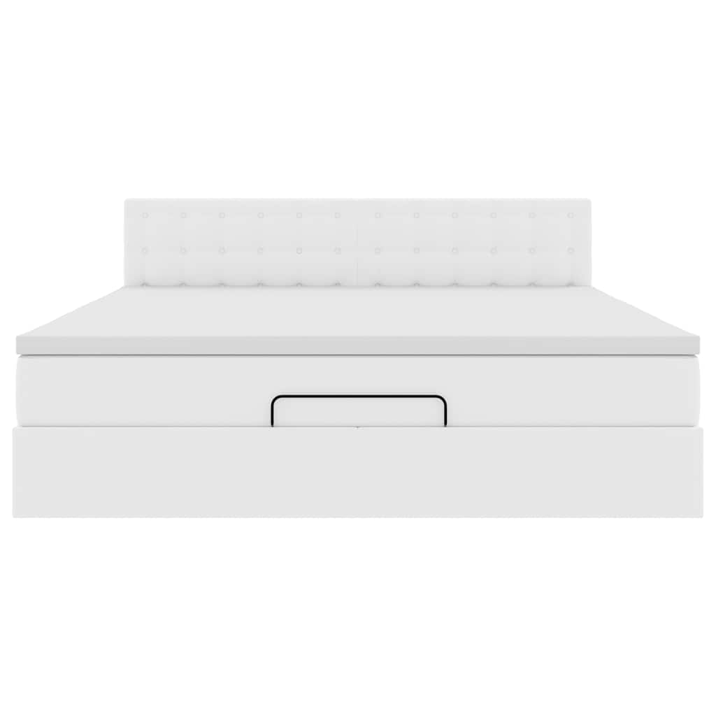 Cadru de pat otoman cu saltele alb 180x200cm piele artificială GartenMobel Dekor