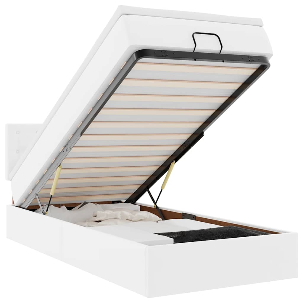 Pat otoman cu saltea, alb, 80x200cm, piele ecologică GartenMobel Dekor