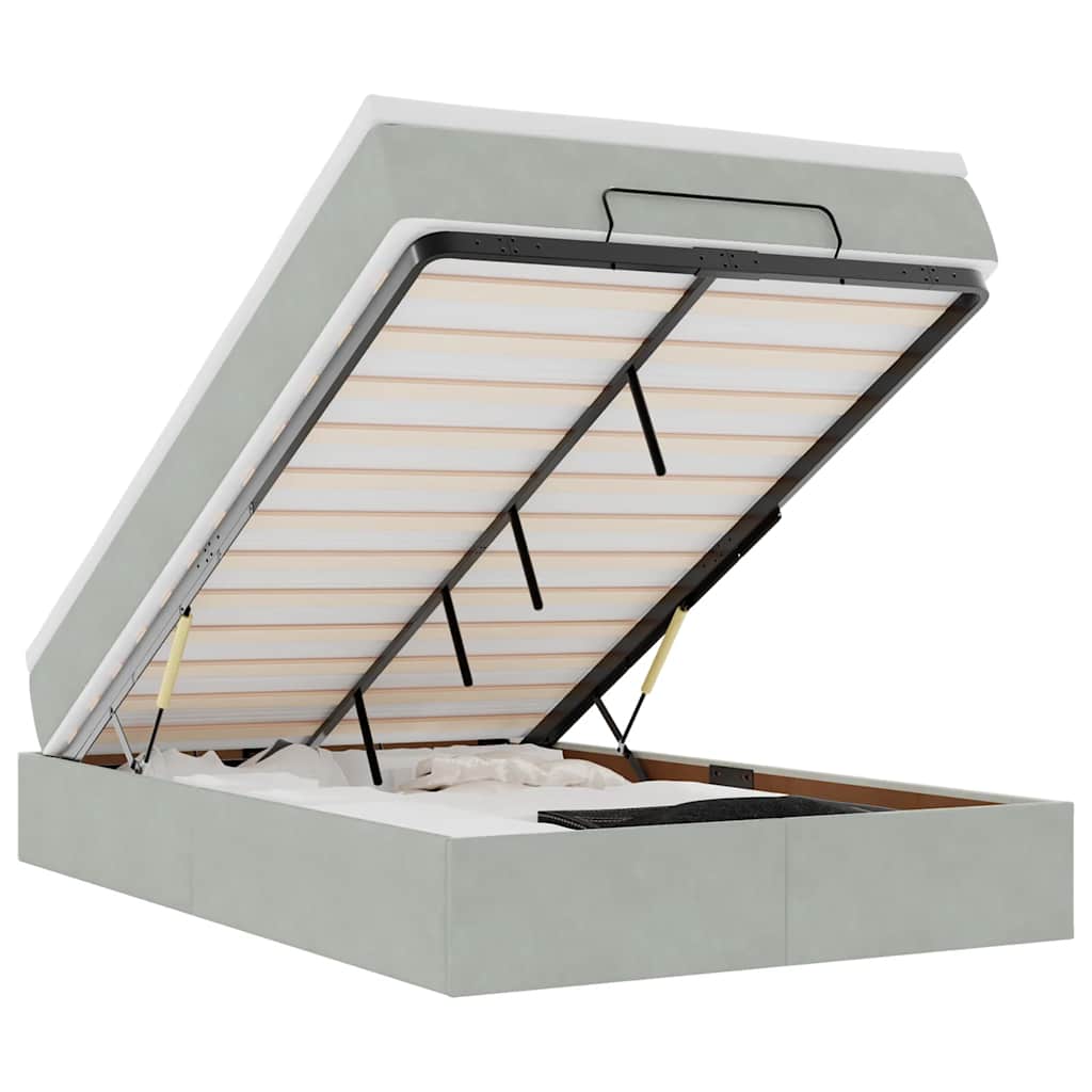 Pat otoman cu saltea Gri deschis 120x190 cm catifea GartenMobel Dekor