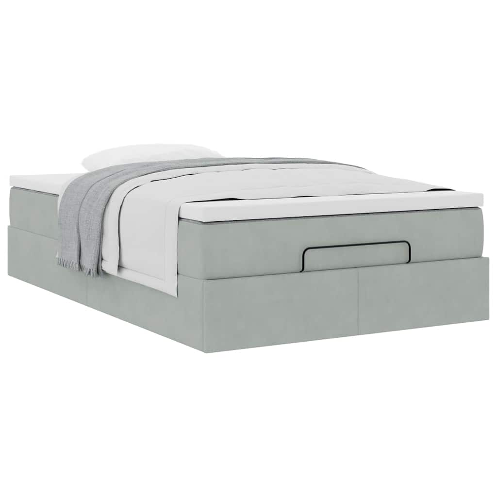 Pat otoman cu saltea Gri deschis 120x190 cm catifea GartenMobel Dekor