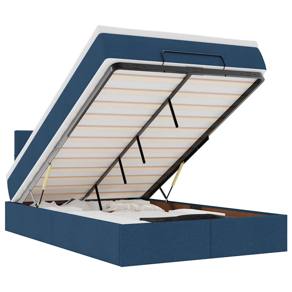 Cadru de pat otoman cu saltea 120x190 cm țesătură albastră GartenMobel Dekor