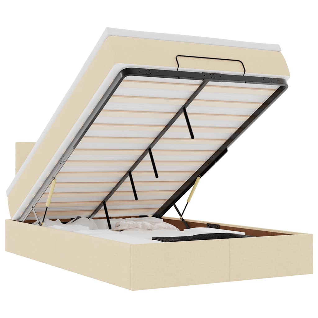 Cadru de pat otoman cu saltea crem 120x200cm stofa GartenMobel Dekor