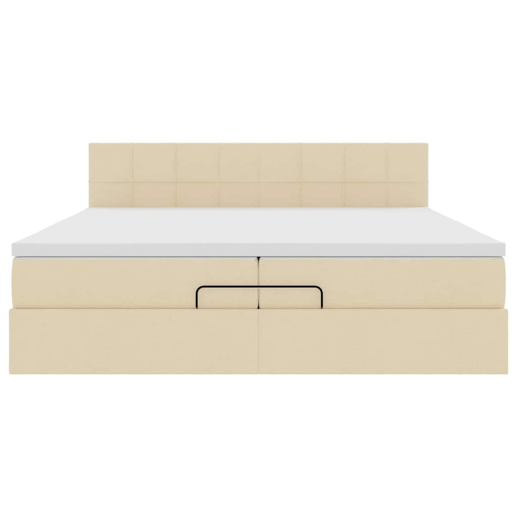 Cadru de pat otoman cu saltea crem 200x200 cm stofa GartenMobel Dekor