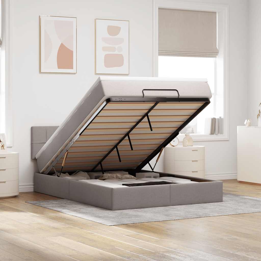 Pat otoman cu saltea Taupe 140x190 cm Stofa GartenMobel Dekor