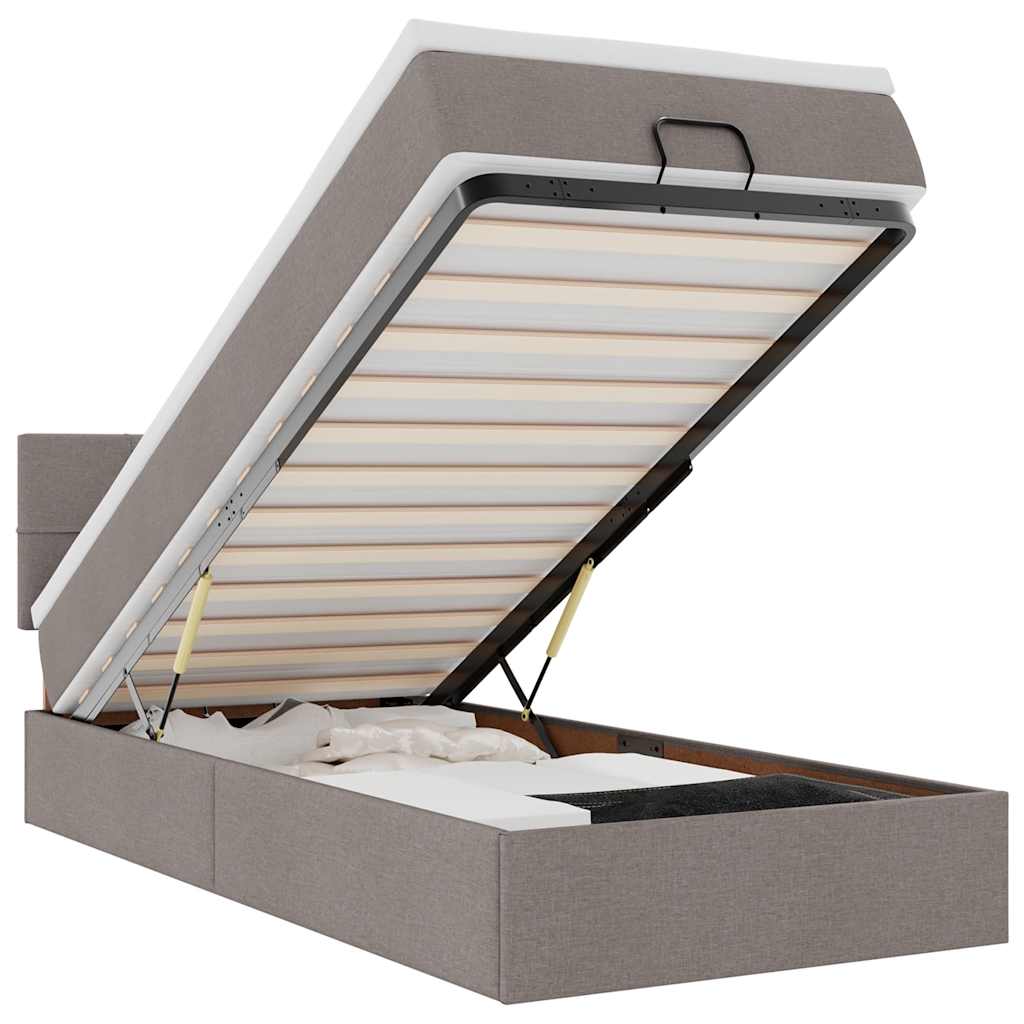 Pat otoman cu saltea Taupe 90x200 cm Stofa GartenMobel Dekor