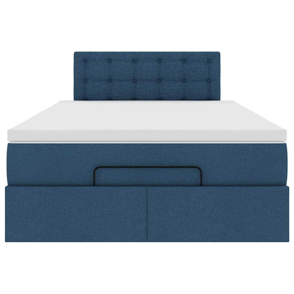 Cadru de pat otoman cu saltea 120x190 cm țesătură albastră GartenMobel Dekor