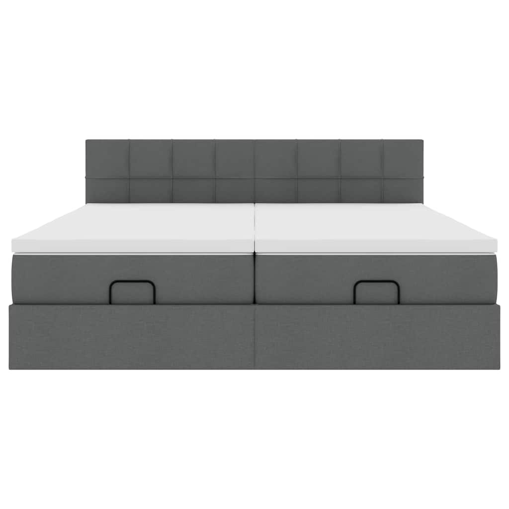 Cadru de pat otoman cu saltele țesătură gri închis 160x200cm GartenMobel Dekor