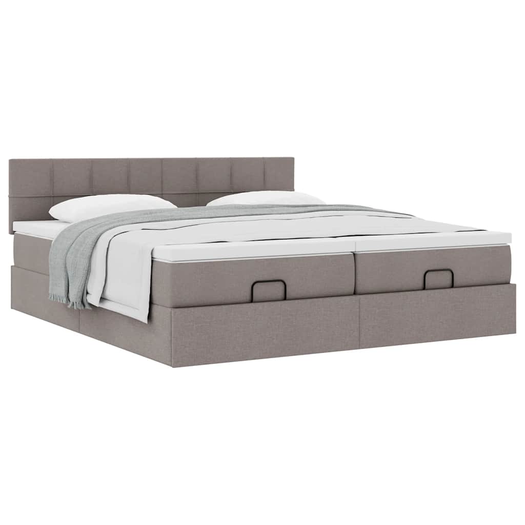 Cadru de pat otoman cu saltele Taupe 180x200cm Material GartenMobel Dekor